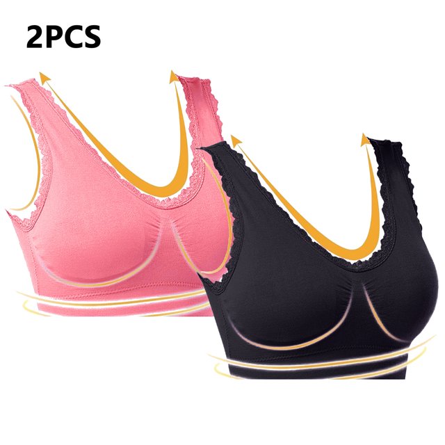 LOVZFMLL Soutiens-Gorge pour Femmes Dentelle Confortable Respirant Sans Armatures Rouge Melon D\'eau 2TG
