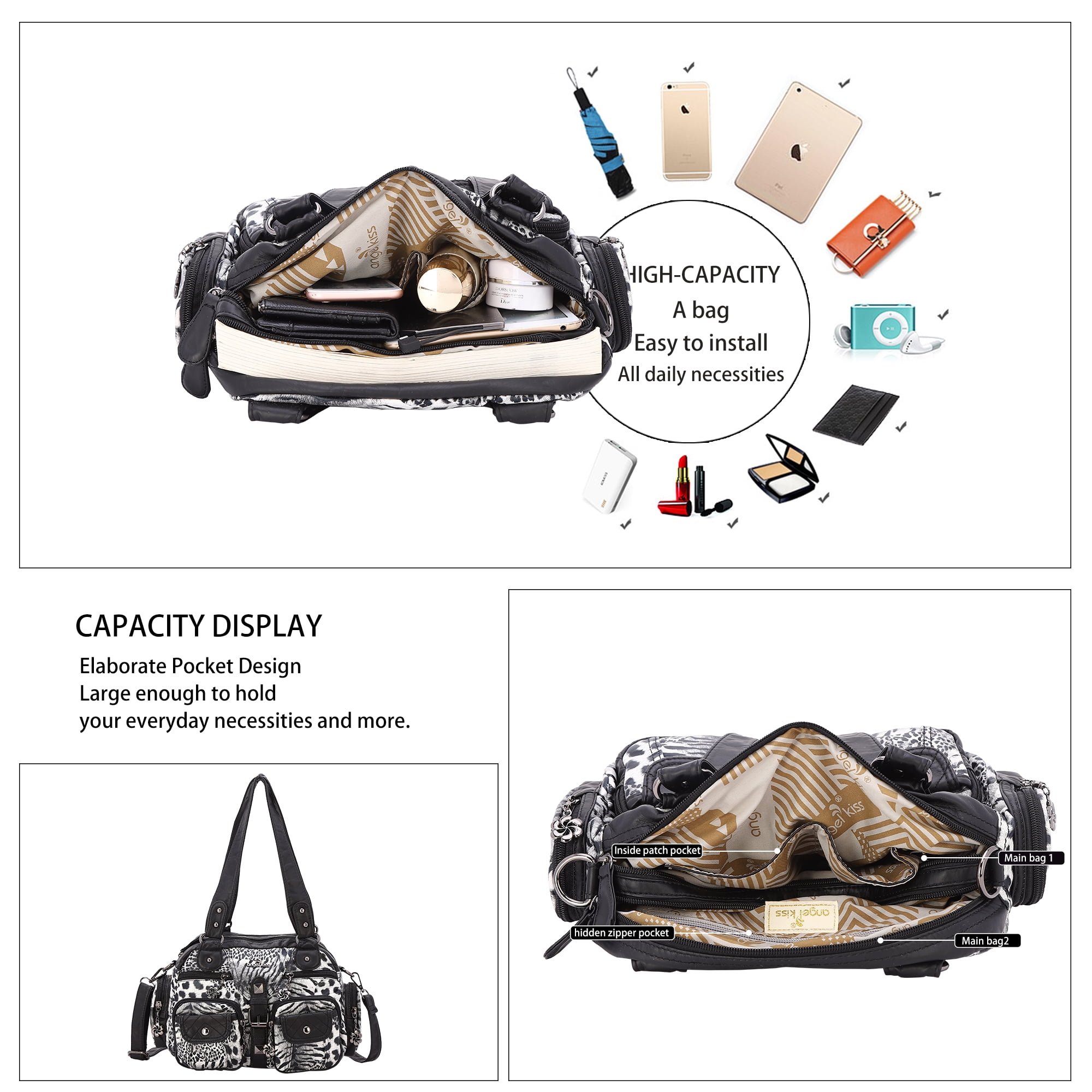 Angel Kiss Small Hobo Purses for Women Soft Vegan Leather Shoulder Bags with Crossbody Adjustable Strap