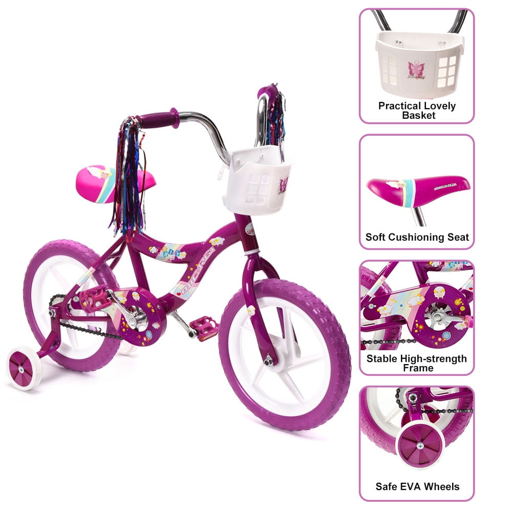 WonderWheels 12" Kid's Beginner Bicycle for 2-4 Years Old Boys' and Girls' Bike Foam Tire for Indoor Use No Brake - Purple