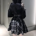 thumbnail image 3 of Dpytoraw Women's Plaid Woolen High Waist Midi Skirt For Daily Wear Women’s Leather Mini Skirt Black, 3 of 5