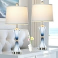 thumbnail image 2 of Blue Glass Table Lamp Set of 2 with USB C+A Ports & AC Outlet, Bedside Lamp, Modern Bedroom Lamps, Coastal Lamp for Night Stands Bedroom Living Room,Nightstand Lamp LED Bulbs Included, 2 of 12