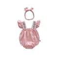 thumbnail image 2 of LYMAYTER‌ 3-24M‌‌‌ ‌‌Infant Baby Girl Romper Checkerboard Embroidery Ruffle Strap Romper Jumpsuit, 2 of 8