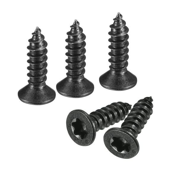 Uxcell #6 x 1/2 inch Flat Head Torx Star Wood Screws, 50Pcs 304 Stainless Steel, Full Threaded, Black Coated, Fit T10 Bit