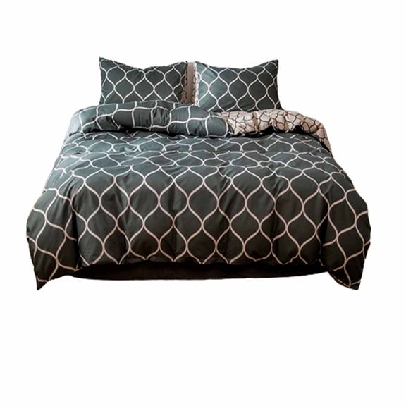 Maplenight Premium 3-Piece Twin Bedding Set, Sheet Set, Cooling Bed Sheets for Hot Sleepers - Soft Polyester, Stylish Two-Sided Design, Machine Washable & Fade-Resistant Black