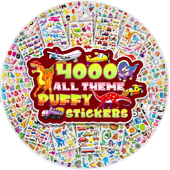 Stickers 3D Puffy Sinceroduct Paquete de 80 Hojas con Más de 4000 Stickers para Niños