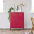 thumbnail image 2 of Novogratz Cache 2 Door Metal Locker-Style Storage Accent Cabinet, Magenta, 2 of 13