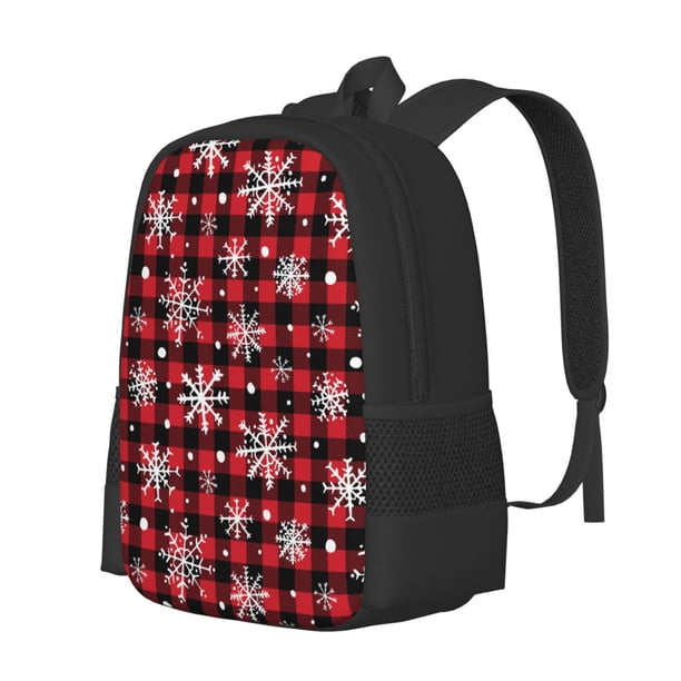 Easygdp Buffalo Plaid Snowflakes Mochila de Gran Capacidad Minimalista Ideal para Escuela, Viajes y Uso Diario