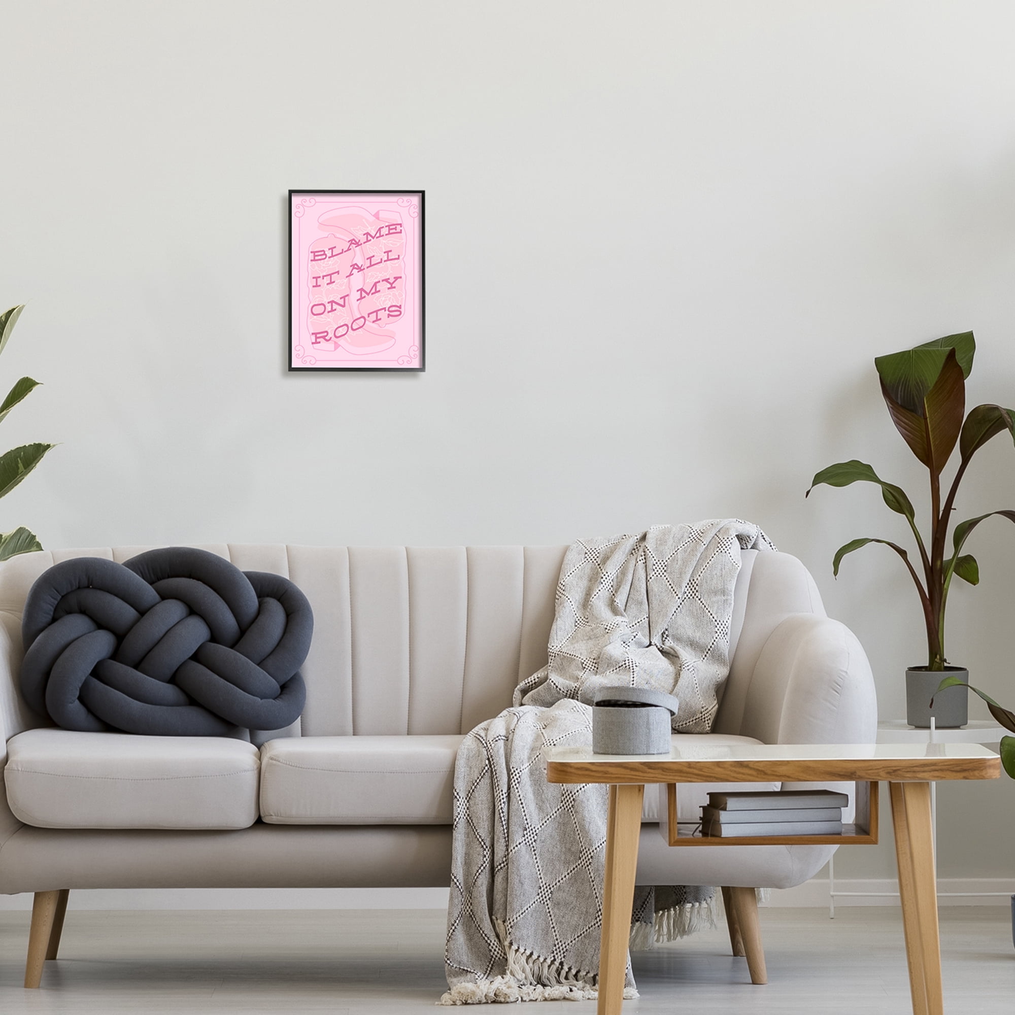 Stupell Industries Blame on My Roots Phrase Typography Painting Black Framed Art Print Wall Art, 11 x 14