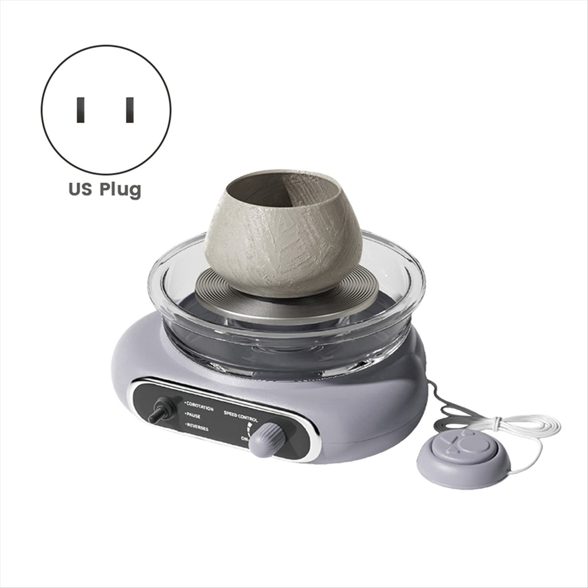 Mini Electric Pottery Wheel Kit Clay Art Turntable Detachable Cleaning for Home DIY Ceramic Work US Plug Grey