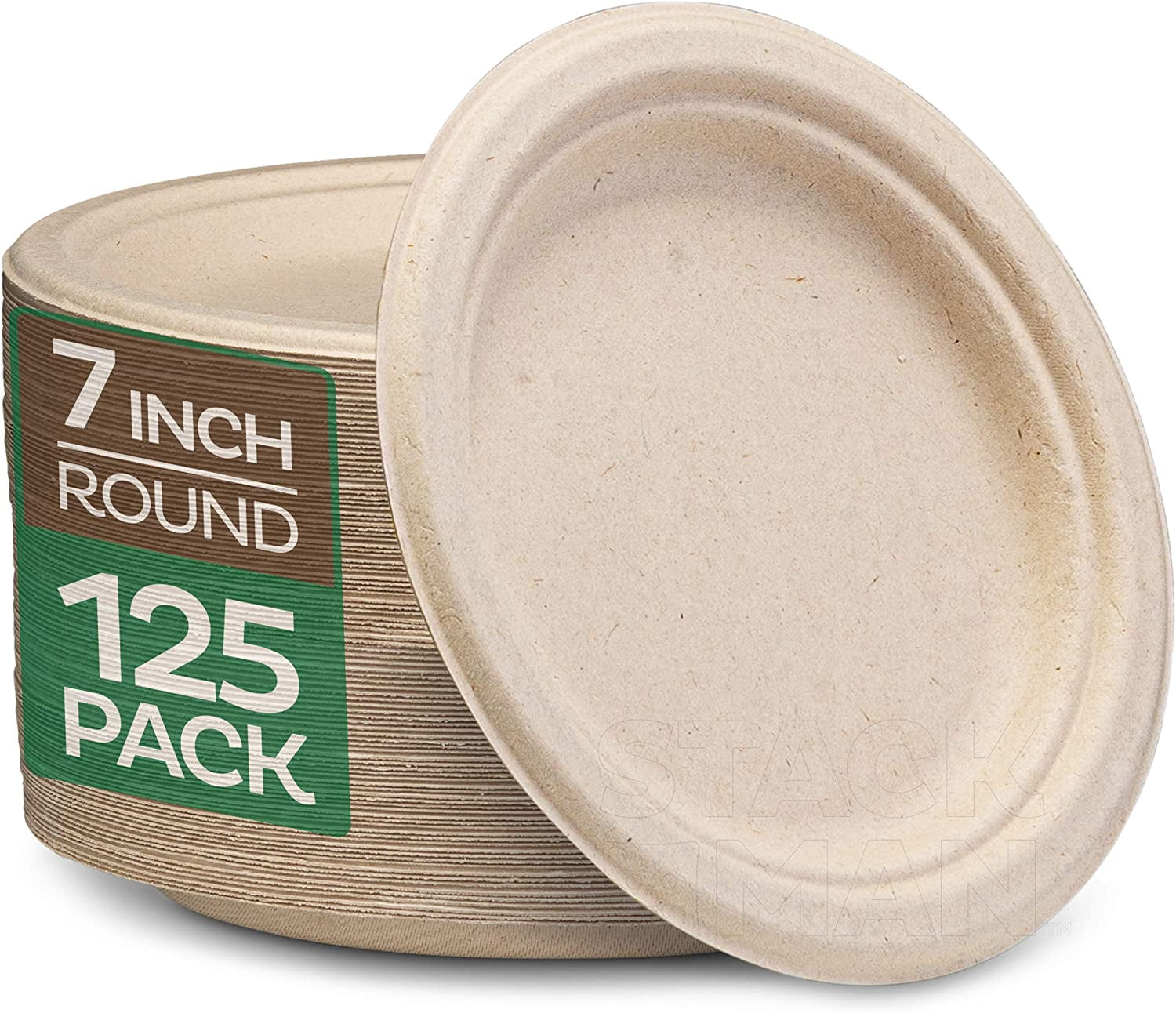 100 Count Stock Your Home Bagasse Biodegradable 6” Round Plate 