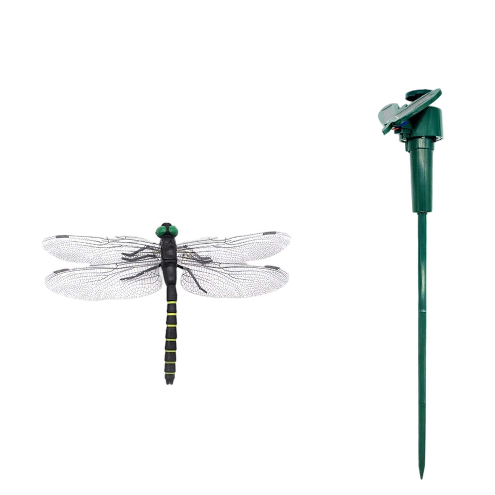Clip Realistic PVC Garden Stakes Solar Powered Rotating Dragonflies Garden Stake Weather Ornaments
