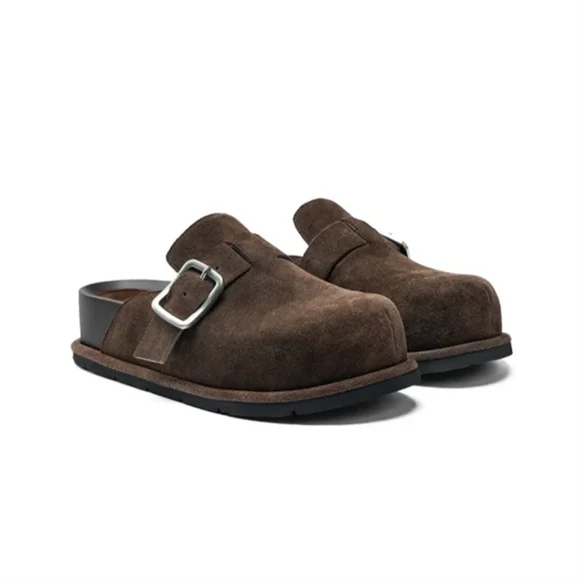 2024 New Baotou Boken Women Half Slippers Summer Thick Sole Platform Ladies Outdoor Beach Sandals Buckle Mules Shoes