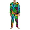 thumbnail image 3 of Kdxio Multicolored Beautiful Flower Men’s Pajama Set Pajamas For Men 2 Piece PJ Set with Men Pajama Pants and Long Sleeve T-Shirt Lounge Set-X-Large, 3 of 7