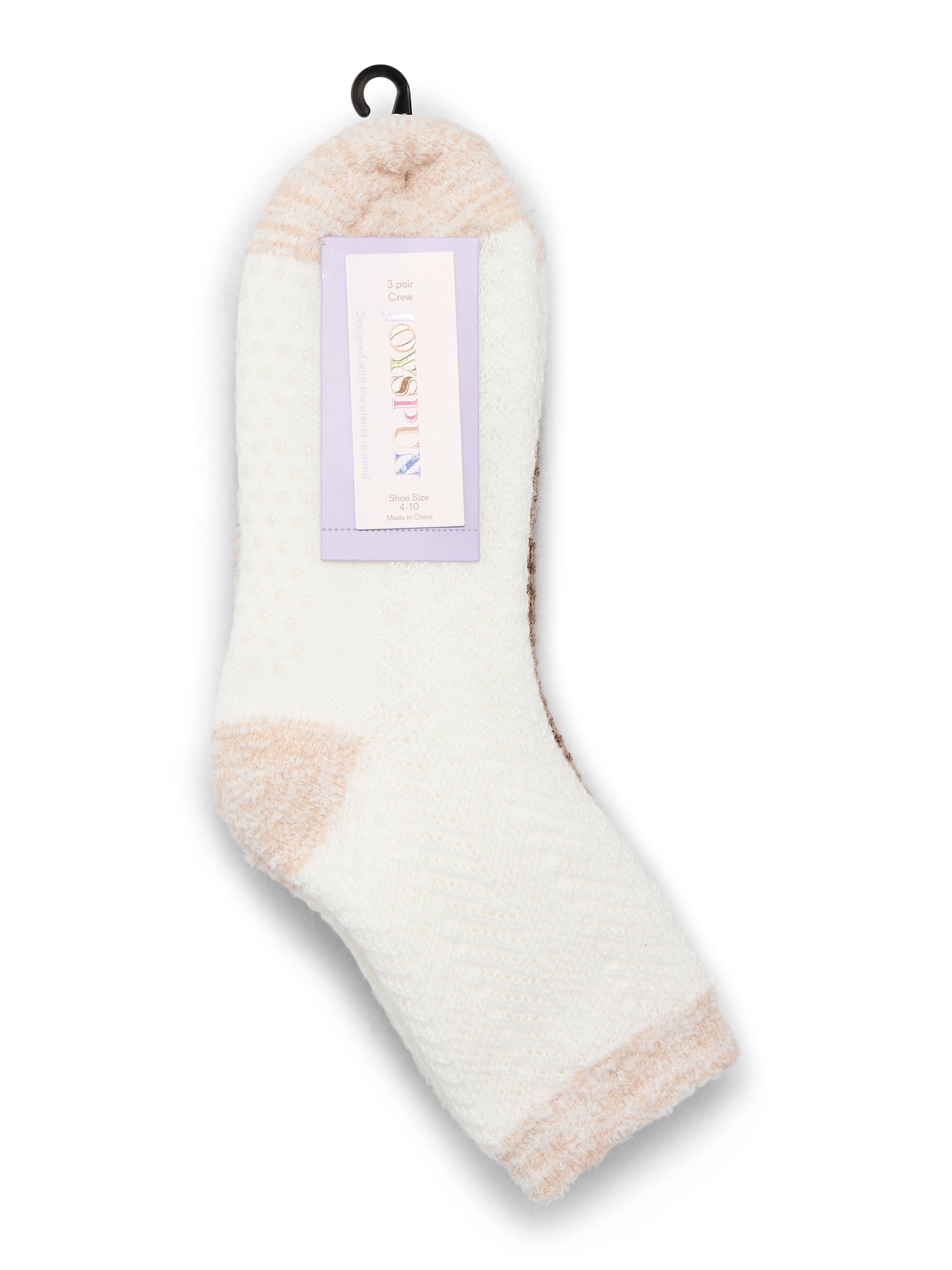 Joyspun Women's Double Layer Crew Lounge Socks, 3-Pack, Fits Shoe Sizes 4-10