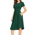 thumbnail image 5 of Aiyino Women's Short Sleeve Polka Dot Casual Dress Pleated Loose Flowy Midi Dress With Pocket, 5 of 6
