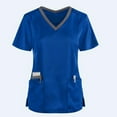 thumbnail image 2 of Women's Short Sleeve Scrub Tops Lightweight Healthcare T Shirts with Pockets V-Neck Regular Fit Uniform Outfits Blouses, 2 of 3