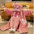 thumbnail image 5 of Pijama con capucha de Disney Stitch Angel Y2k para parejas, conjunto de ropa de casa de vellón coral kawaii para mujer, traje de dormir cálido de felpa para invierno, 5 of 5