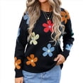 thumbnail image 2 of Suéteres Bonitos para Mujer, Jersey Floral de Larga, Prendas de Punto para Exteriores, Tops Y2K, Conjuntos Holgados para Invierno y Otoño 2025 Negro S, 2 of 9