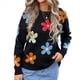 thumbnail image 2 of Suéteres Bonitos para Mujer, Jersey Floral de Larga, Prendas de Punto para Exteriores, Tops Y2K, Conjuntos Holgados para Invierno y Otoño 2025 Negro S, 2 of 9