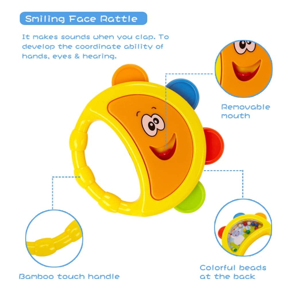 GOODWAY Baby Toys 0-6 Months, Infant 3-6 month toys,10 Pcs Grab Shaker Rattle, Sensory Fine Motor Skill Development Gift Set for 2 3 4 5 9 Month Boy Girl