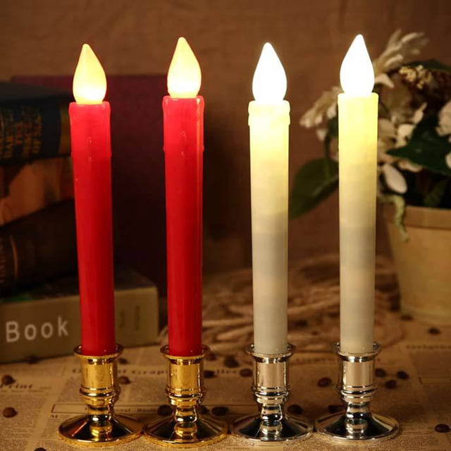 WEUVEB 5Pcs Led Pillar Candles Flickering Long Rod Shape Battery Powered for Bar and Hotel 8.7x0.9x0.9in