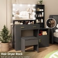 thumbnail image 6 of Vabches Black Vanity Set with Mirror, Lights, Drawers, Shelves, and USB Ports, 6 of 7