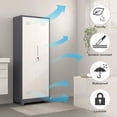 thumbnail image 6 of Metal Cabinets with Doors and Adjustable Shelves, 65" H Lockable Storage Cabinet, Grey-White Utility Cabinet for Brooms and Mops for Home,Kitchen,Garage, 6 of 15