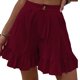 thumbnail image 2 of Pantalones cortos de verano para mujer con cierre de botones, dobladillo con volantes, piernas anchas, pantalones cortos casuales para uso diario, 2 of 6