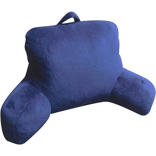 Mainstays Bed Rest Lounger Pillow -Faux Mink Fabric with Polyester Filling, 27" x 14" x 18", Solid Color Indigo