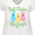 thumbnail image 4 of Inktastic Funny Easter Just Chillin' with My Peeps Women's Plus Size V-Neck T-Shirt, 4 of 5
