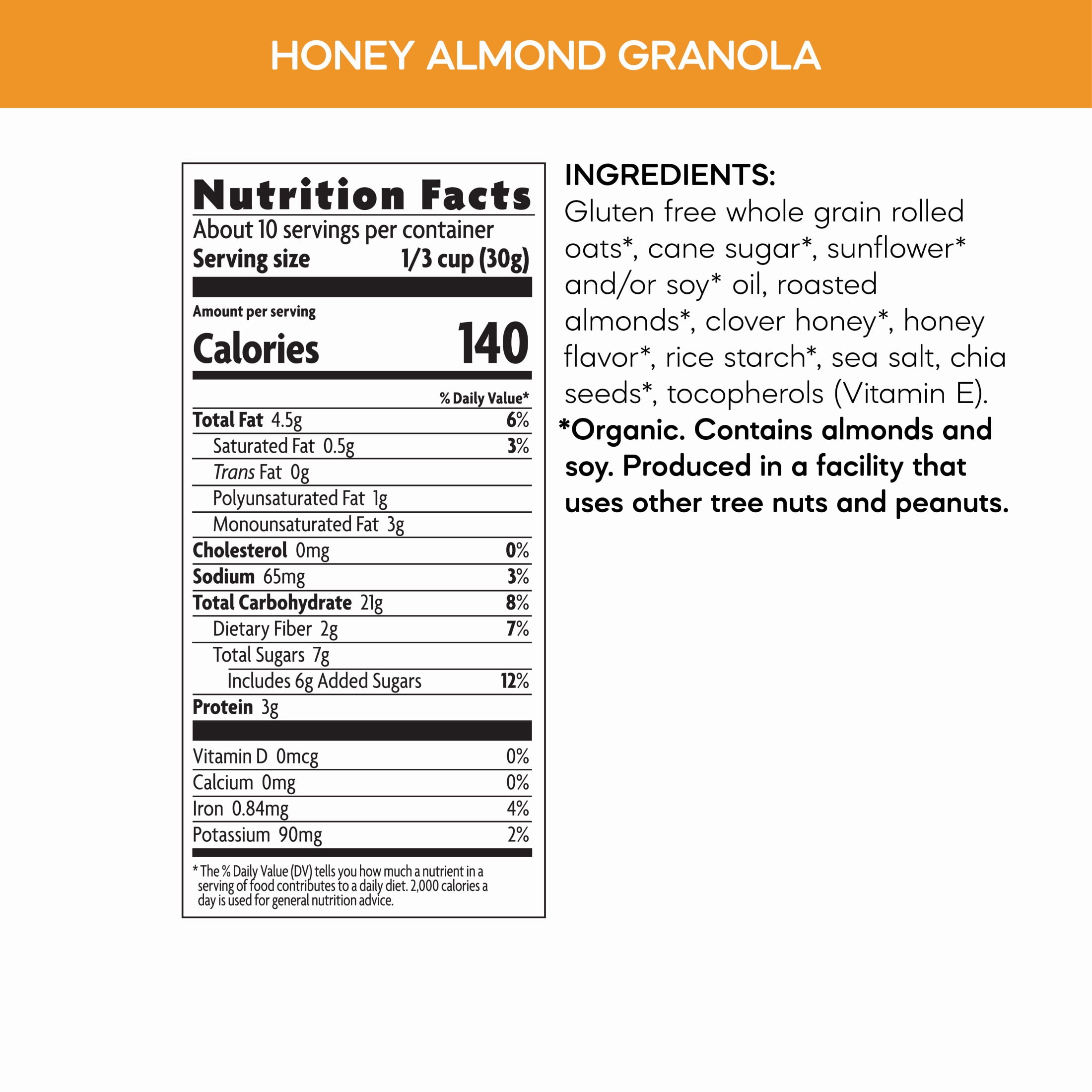 (4 pack) Nature's Path Organic Granola, Honey Almond, 11 oz Pouch