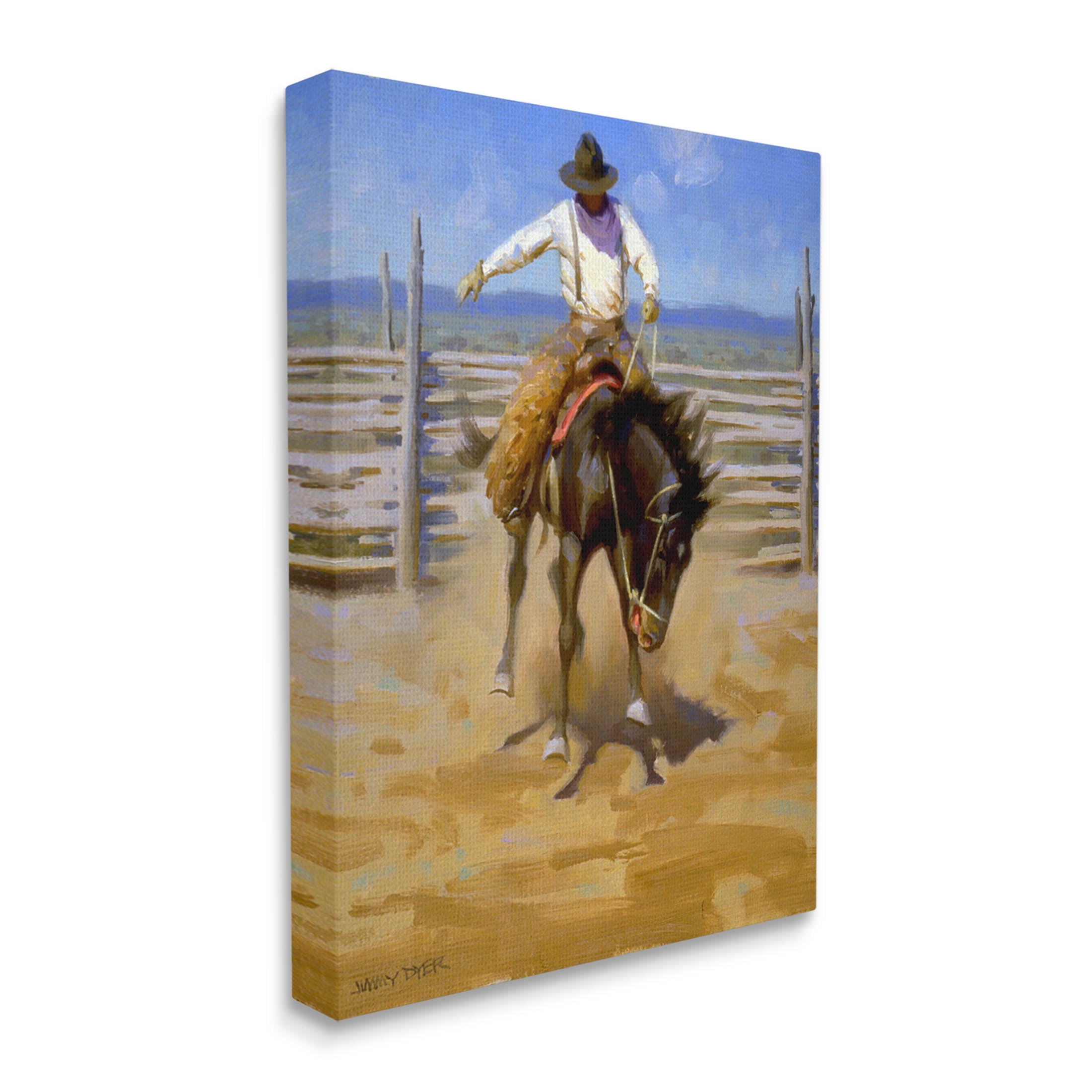 Equestrian Rodeo Horse Jockey Animals & Insects Painting Gallery Wrapped Canvas Print Wall Art