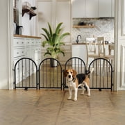 CBJCBJ Indoor Pet Gate, 4 Panel Folding Dog Gate , 24"H Freestanding Metal Pet Fence for Dogs ,Black