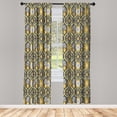 thumbnail image 4 of Ambesonne Autumn Damask Window Curtains, Oriental Art Elements, Each 28" W x 63" L, Grey Dark Yellow White, 4 of 4
