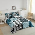 thumbnail image 2 of Hunting Bear Deer Bedding Set,Blue Buffalo Plaid Comforter Set King Rustic Lodge Cabin Patchwork Quilt Teens Adult,Pine Trees Woodland Animals Duvet Insert Farmhouse Decor, 2 of 5