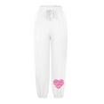 thumbnail image 4 of HVOBTTY Womens Straiht Leg Joggers, Summer Pants for Women, Womens Casual Soft Print Drawstring Cuffed Breathable Loose Daily Joggers White, L, 4 of 4