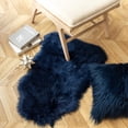 thumbnail image 2 of Phantoscope Designer's Choice Faux Fur Decorative Throw Pillow + Area Rug Bundle, 18" x 18"/ 2' x 3', Navy Blue, 1 Pillow + 1 Rug, 2 of 5
