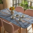 thumbnail image 3 of Farmhouse Wood Grain Table Cloths for 3 Foot Rectangle Tables, Vintage Country Barn Gate Textured Patio Waterproof Elastic Fitted Tablecloths, Washable Rectangular Table Cover for Camping, 3 of 8