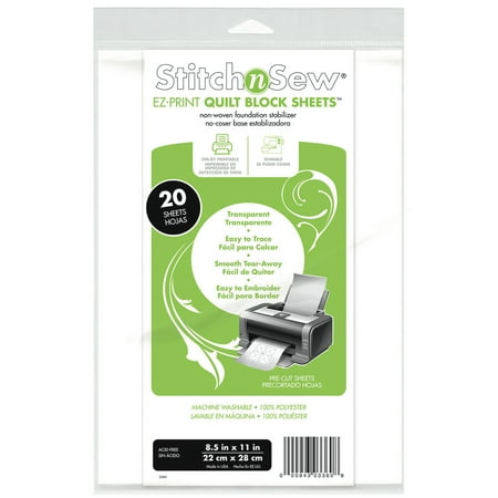 Ez Stitch - Stitch'n Sew EZ, Print Quilt Block Sheets Non, Woven 8.5