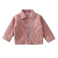 thumbnail image 2 of Lilgiuy Little Girls Faux Leather Coat Winter Casual Solid Color Long Sleeve Lapel Outwear Motorcycle Short Jacket Clothing Pink, 2 of 5