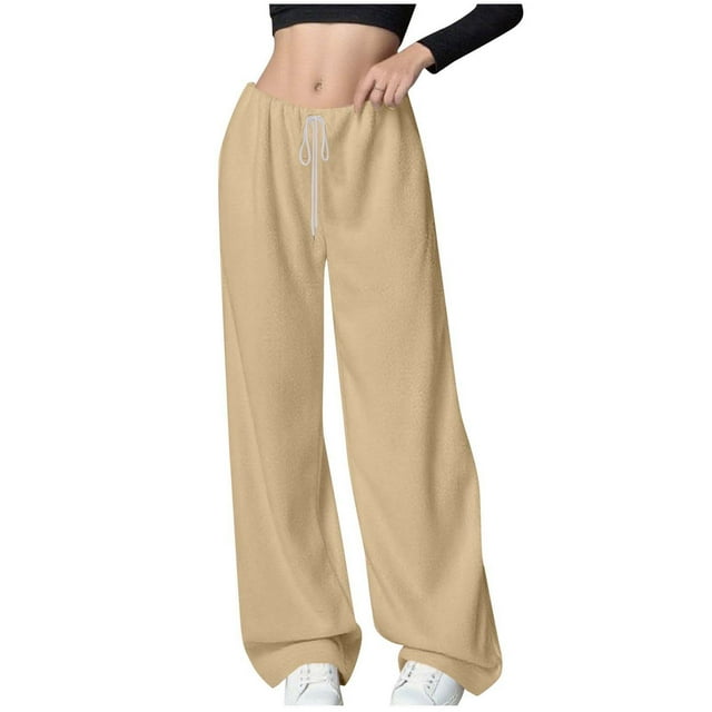 SHTXOZHI Wide Leg Sweatpants for Women Elastic Waist Drawstring Lounge Pants with Pockets