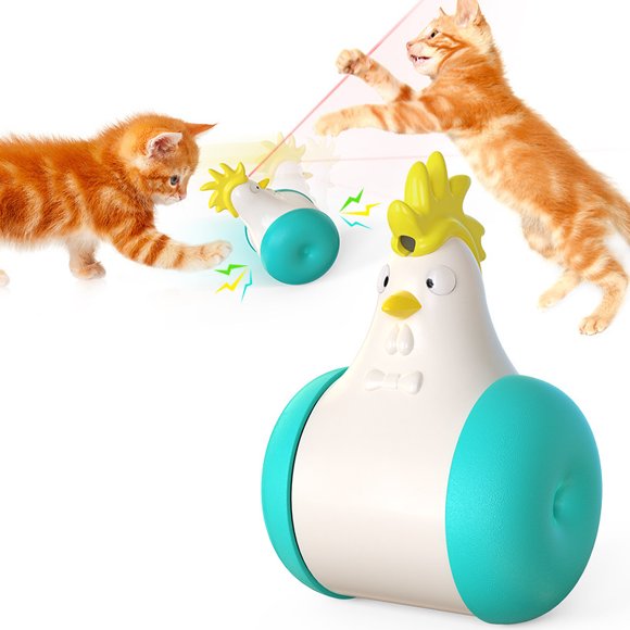 Blue Pet Supplies, Laser Electric Tumbler, Leaky Ball Carousel Teasing Cat Toys (Light Cat Chicken)