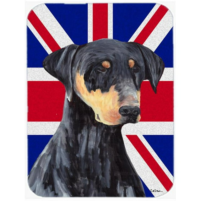 7.75 x 9.25 In. Doberman With English Union Jack British Flag Mouse Pad, Hot Pad Or Trivet