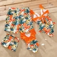 thumbnail image 2 of PatPat Family Matching Orange and All Over Tropical Plant Print Splicing Ruffle One-Piece Swimsuit and Swim Trunks Shorts, 2 of 12