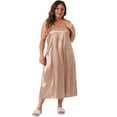 thumbnail image 3 of DARING DIVA Women's Plus Size V Neck Satin Sleeveless Nightgowns 1X Champagne, 3 of 6