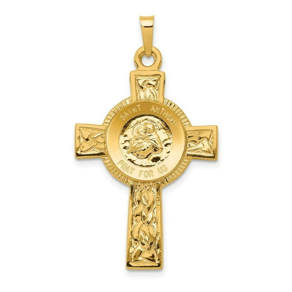 14k Gold Cross with St Anthony Medal Pendant, Pendants for Necklace