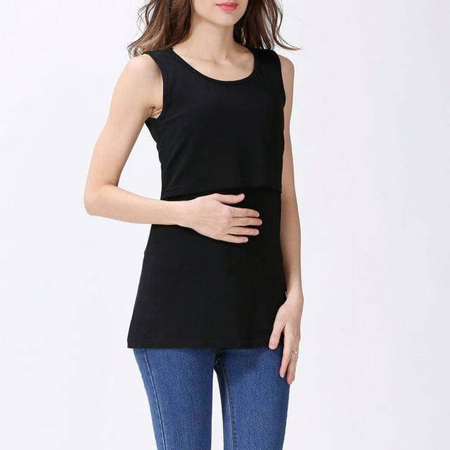 TopLLC Débardeur à Col Rond Mode Femme Sans Manches Été Uni Col Rond Hauts Décontractés Débardeur de Maternité Blouse pour Femmes Enceintes
