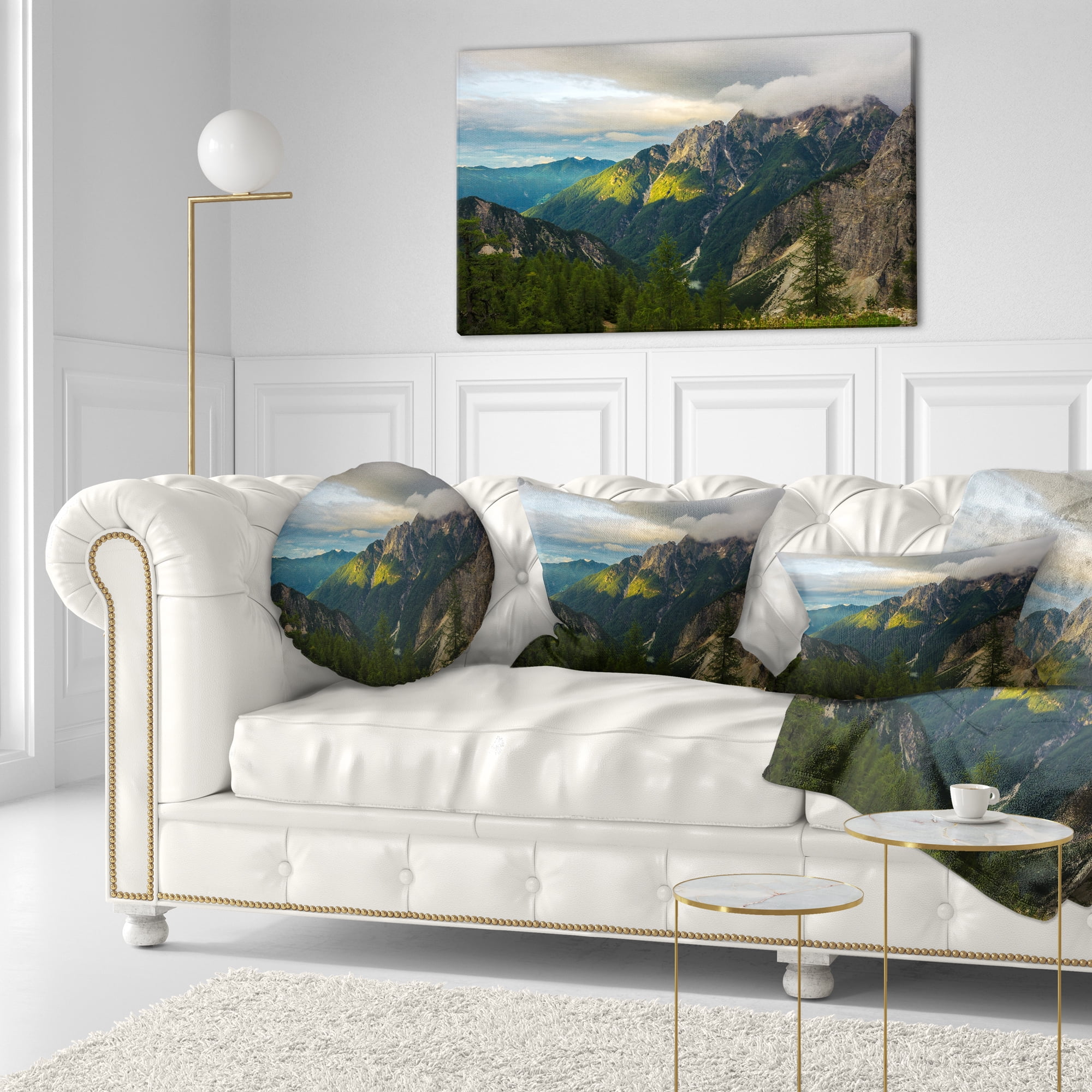 Designart Sunrise with Yellow Reflection - Landscape Photo Throw Pillow - 12x20