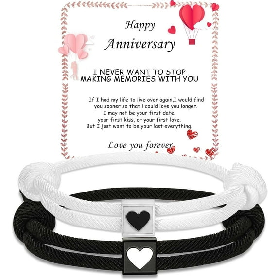 Couple Gifts Bracelets Matching Bracelets Adjustable Rope Bracelets for Couples Christmas Anniversary Valentines Gifts for Him Her Boyfriend Girlfriend Lovers Husband Wife