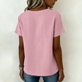 thumbnail image 7 of Sokhug Women's Linen Cotton Casual Round Neck Short Sleeve Blouse Asymmetrical Button Down Shirt Loose Fit Top for Women, 7 of 7